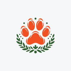 Dog or cat paw footprints logo design vector