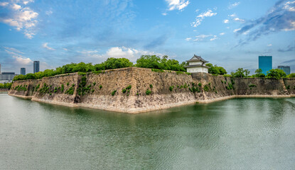 Fototapeta premium View of the impressive remains of the ramparts Osaka Castle, Chūō-ku, Osaka, Japan