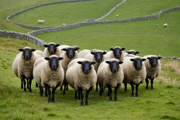 Fototapeta premium Sheep roaming across winding roada