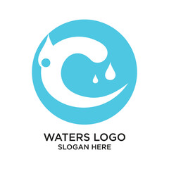 Waters logo design simple concept Premium Vector