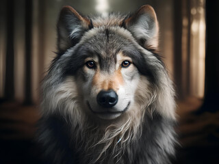 Fototapeta premium portrait of a wolf in the forest