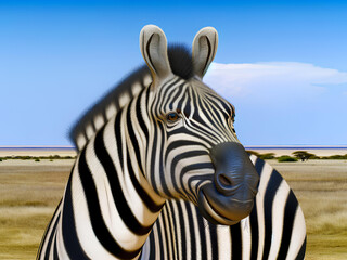 Naklejka premium close-up a zebra in the African savanna