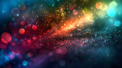 Obraz premium A colorful abstract image with bokeh light effects, creating a festive and vibrant visual display.