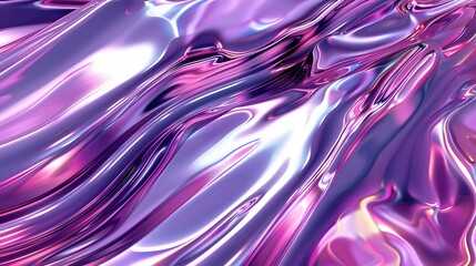 Obraz premium Abstract Metallic Purple Waves in Fluid Motion Design