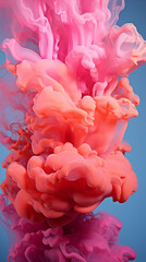 Colorful Flowing Paint on Pink Background, Abstract Image, Texture, Pattern Background, Wallpaper, Cover and Screen of Smartphone, Cell Phone, Computer, Laptop, 9:16 and 16:9 Format