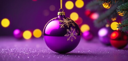 Obraz premium A bright, shiny New Year's Eve ball. Christmas theme. Holiday. Party. Banner, poster, background. With copy space