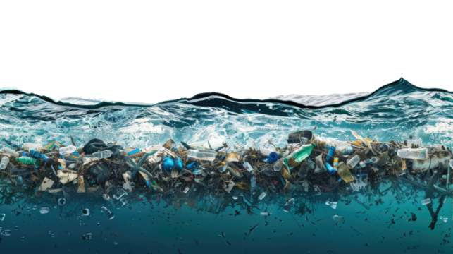 Sea pollution on a transparent background