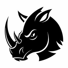 black and white rhino vector illustration