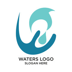 Waters logo design simple concept Premium Vector