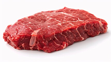  raw beef steak isolated on white background, top view
