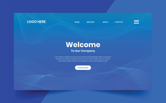 Modern technology abstract creative dynamin gradient wave line welcome banner background for website landing page, hero banner design, webpage header