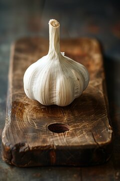 garlic on a wooden board