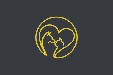 pet lovers with dog and cat design concept