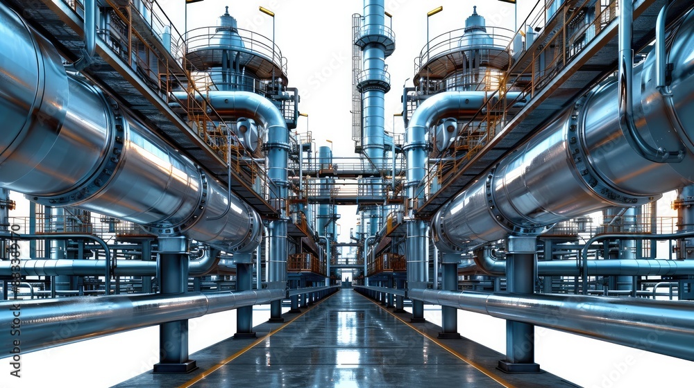 Aufkleber Pipelines in an oil refinery. isolated on white background. Generative AI.