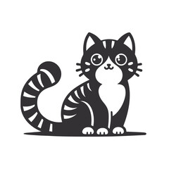 A cute cat silhouette vector  illustration