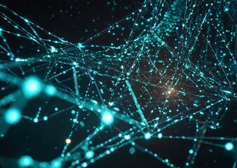 Obraz premium Connected network big data flow digital connectivity futuristic technology data visualization glowing nodes information technology tech innovation AI network structure