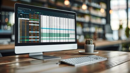 A computer screen showing multiple excel sheets, front facing view. Generative AI.