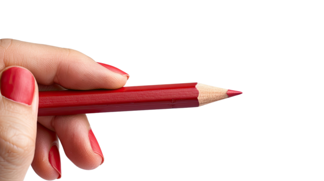Pencil in hand on transparent background