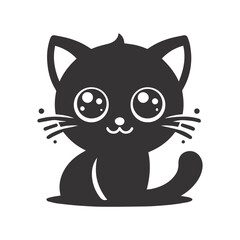 A cute cat silhouette vector  illustration