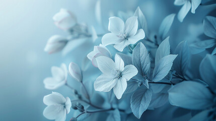 Fototapeta premium Tranquil Negative Space Florals with Delicate Petals and Soft Lighting on Clean Background for Copy Space.