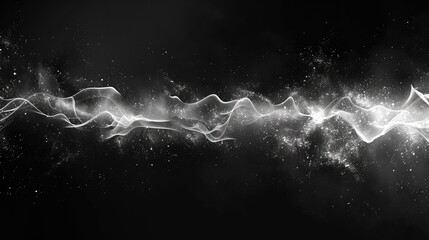 White sound waveform on a black background. Generative AI.