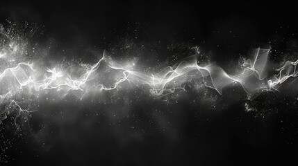 White sound waveform on a black background. Generative AI.