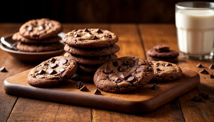 Homemade Chocolate Chip Cookies with Glass of Milk - Fresh Baked Comfort Food