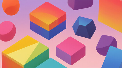 Fototapeta premium Isometric of Vibrant Colorful Cube Shapes