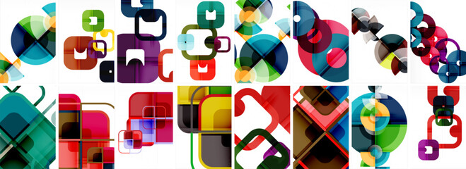 Trendy minimal colorful geometric shapes. Abstract background collection. Vector Illustration For Wallpaper, Banner, Background, Card, Book Illustration, landing page