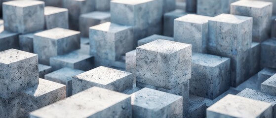 A Closeup View of Stacked Concrete Cubes in a Modern Architecture Setting