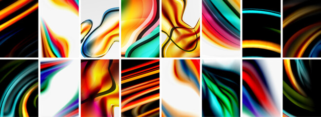 Collection of abstract background with waves, colorful shapes and 3d shadow effect. Vector Illustration For Wallpaper, Banner, Background, Card, Book Illustration, landing page