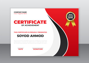 Obraz premium Modern Business Creative certificate appreciation, Business certificate template, award, achievement, certificate of recognition, excellence, certificate border, completion Luxury Certificate Design 