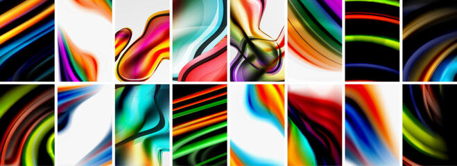 Fototapeta premium Collection of abstract background with waves, colorful shapes and 3d shadow effect. Vector Illustration For Wallpaper, Banner, Background, Card, Book Illustration, landing page
