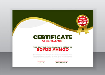 Modern Business Creative certificate appreciation, Business certificate template, award, achievement, certificate of recognition, excellence, certificate border, completion Luxury Certificate Design 