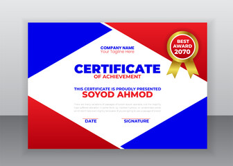 Editable Vector Creative certificate appreciation, Business certificate template, award, achievement, certificate of recognition, excellence, certificate border, completion Luxury Certificate Design 