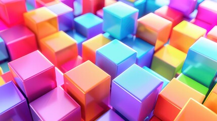 Abstract Colorful Cubes - A Vibrant 3D Display