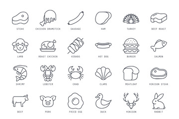 Set of meat icons vector illustration. icons bundle isolated on white background.