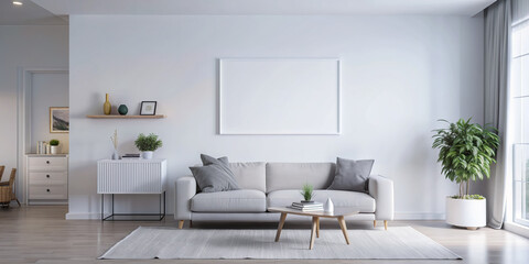 Fototapeta premium White modern room interior with empty wall mockup ing