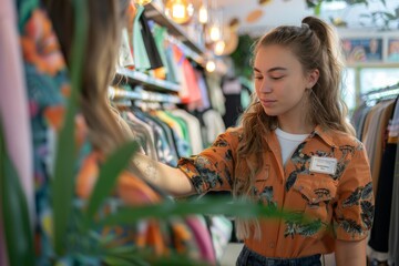 Obraz premium Woman working in a clothing shop