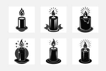 Candle silhouettes. Candle icon vector set