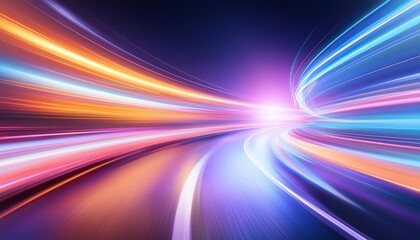 abstract image with blue, orange, and white light streaks, suggesting speed and movement