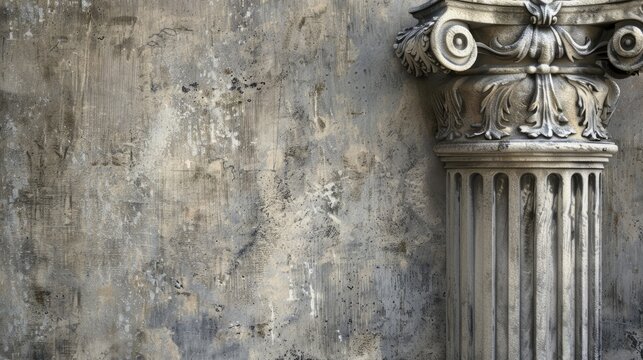 Antique column textured background in gray beige with space for text
