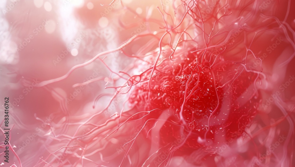 Canvas Prints a close up of a red cell with some strands. ai.