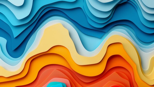A colorful abstract background with waves of different colors. AI.