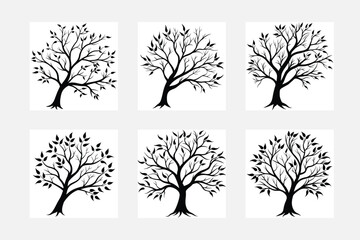 Silhouette tree photo and vector set