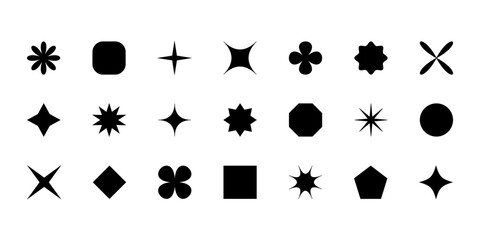 Vector set of simple geometric shapes, silhouettes isolated on white background. Abstract retro elements collection.