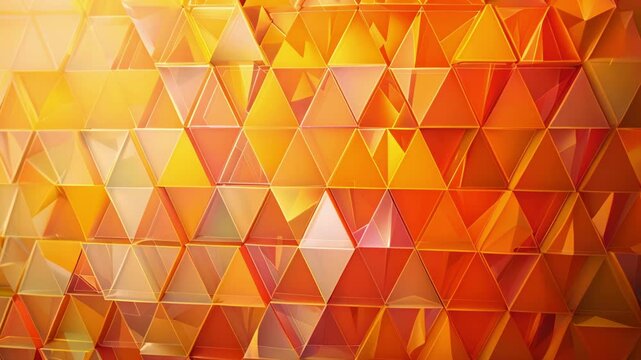 Triangles and parallelograms in shades of orange and yellow creating a dynamic pattern.