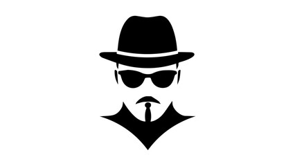 very simple shape of incognito sign in vector, simple illustration of face shape with glasses mustache and hat