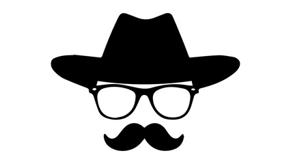 simple shape of incognito with glasses mustache and hat