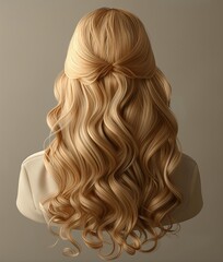 Fototapeta premium AI generator image of a model showing off a hairstyle that was designed and decorated by a professional hairstylist. Bridal style hairstyle.